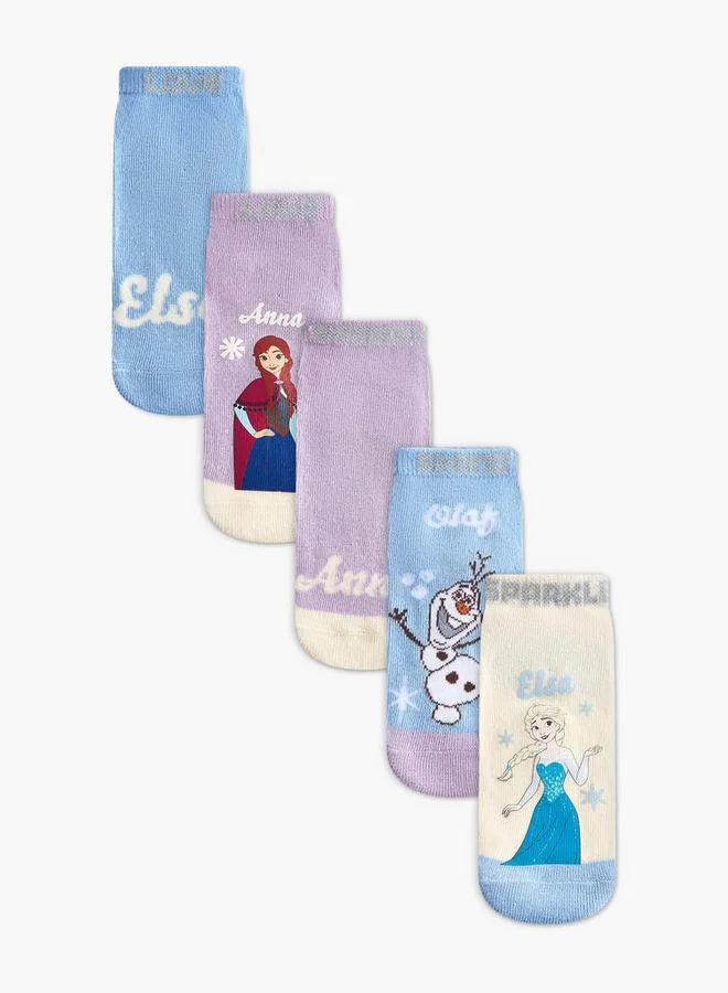 Disney Pack Of 5 Girls Socks Ankle Length Frozen Print